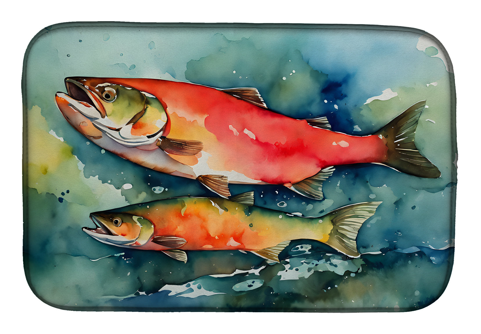 Salmon Dish Drying Mat Absorbent Dish Drying Mat Pad for Kitchen Counter Dish Drainer Mat for Countertop, 14 x 21", Multicolor
