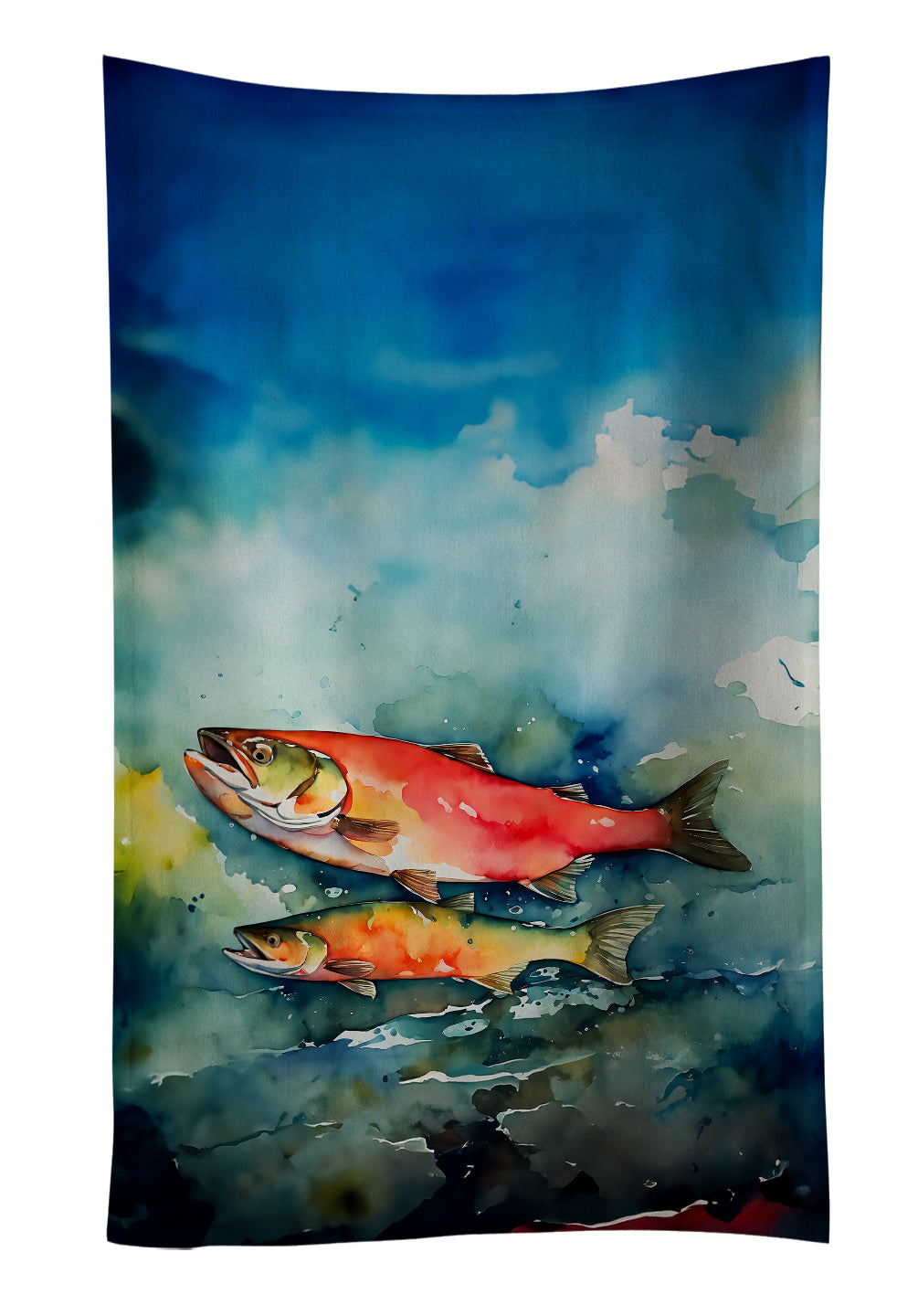 Salmon Kitchen Towel Velour Plush Front and Cotton Loop Back Machine Washable