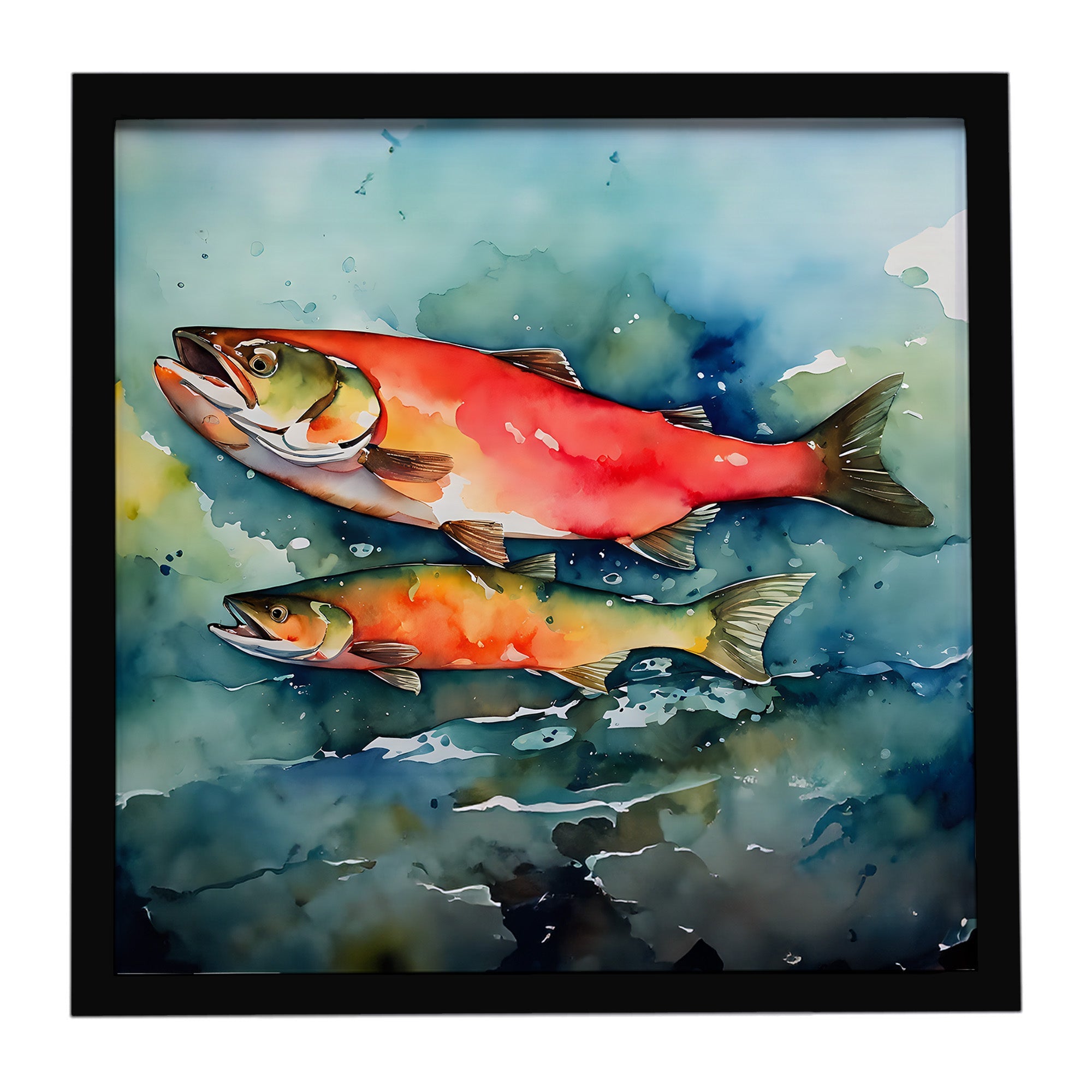 Salmon Framed Metal Print Bathroom, Kitchen, Office, Home Decor Wall Art Ready to Hang, Square, 8X8