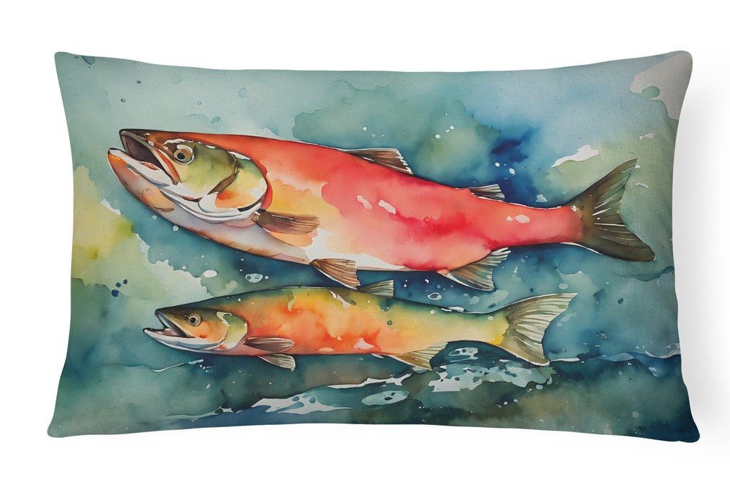 Salmon Decorative Throw Pillow 12x16 Indoor Outdoor Accent Cushion, Fabric Cover with Insert for Sofa, Bed, Porch & Living Room