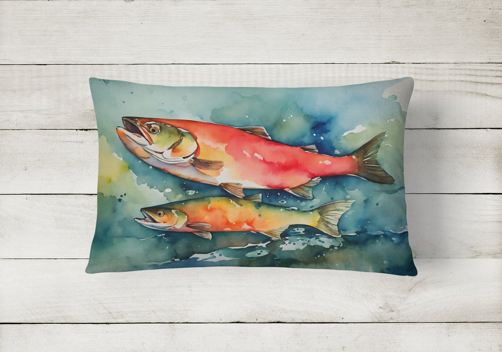 Salmon Decorative Throw Pillow 12x16 Indoor Outdoor Accent Cushion, Fabric Cover with Insert for Sofa, Bed, Porch & Living Room