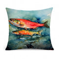 Salmon Decorative Throw Pillow 14x14 Indoor Outdoor Accent Cushion, Fabric Cover with Insert for Sofa, Bed, Porch & Living Room