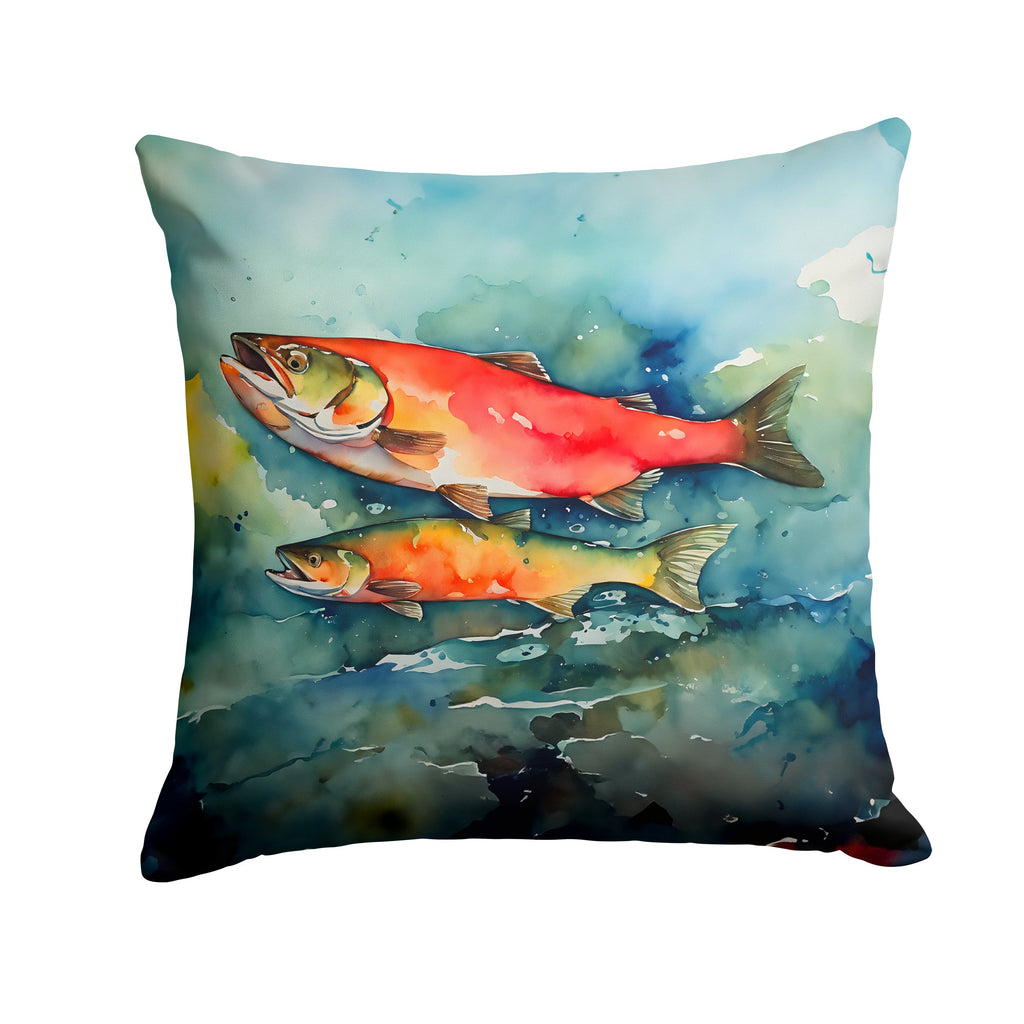 Salmon Decorative Throw Pillow 18x18 Indoor Outdoor Accent Cushion, Fabric Cover with Insert for Sofa, Bed, Porch & Living Room