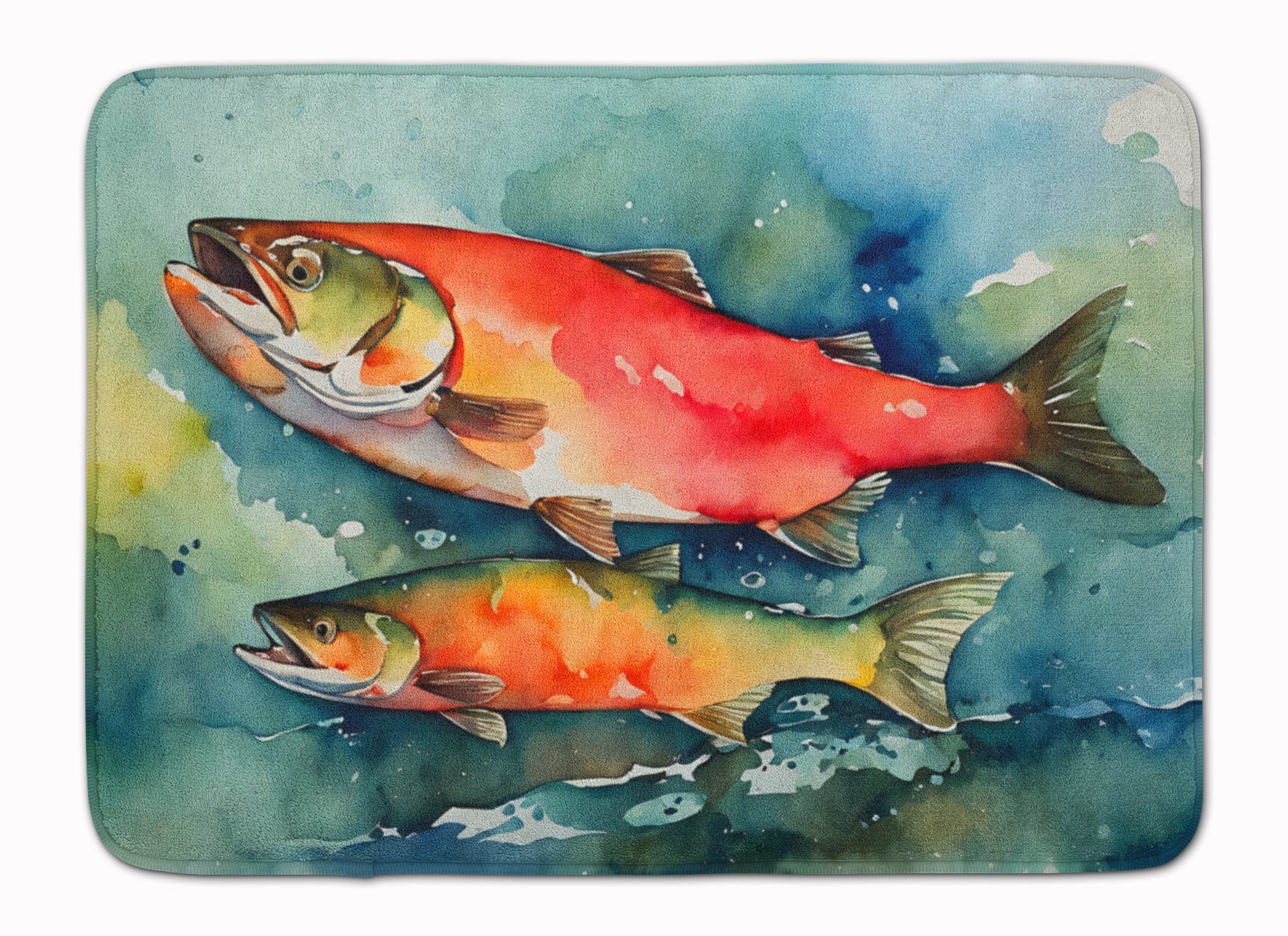 Salmon Memory Foam Kitchen Mat Machine Washable Anti-Fatigue Cushion Comfort Bath or Kitchen Rug