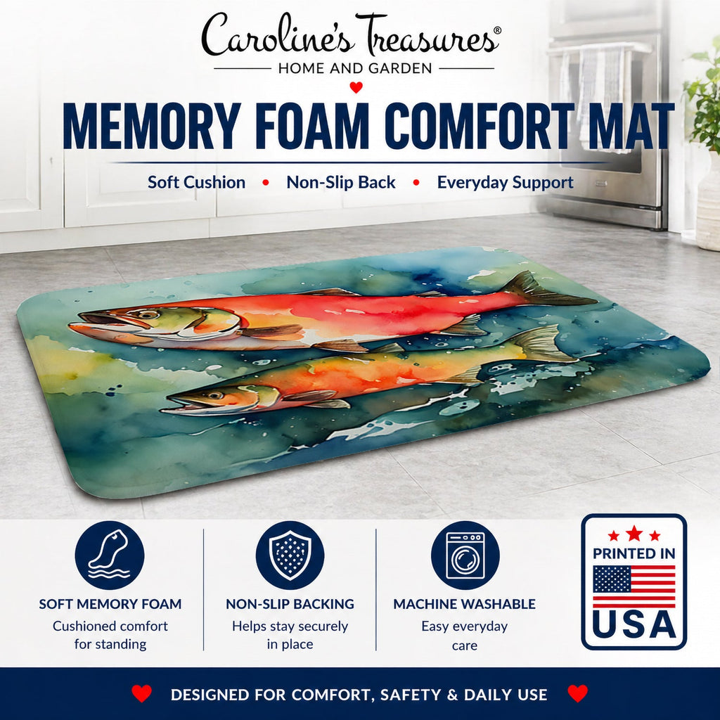 Salmon Memory Foam Kitchen Mat Machine Washable Anti-Fatigue Cushion Comfort Bath or Kitchen Rug
