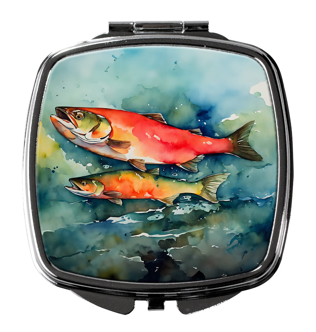Salmon Compact Mirror Decorative Travel Makeup Mirror for Women Girls Gifts Pocket Makeup Mirror Folding Handheld