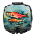 Salmon Compact Mirror Decorative Travel Makeup Mirror for Women Girls Gifts Pocket Makeup Mirror Folding Handheld