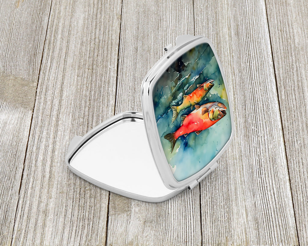 Salmon Compact Mirror Decorative Travel Makeup Mirror for Women Girls Gifts Pocket Makeup Mirror Folding Handheld