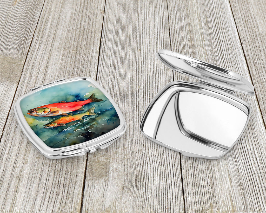 Salmon Compact Mirror Decorative Travel Makeup Mirror for Women Girls Gifts Pocket Makeup Mirror Folding Handheld