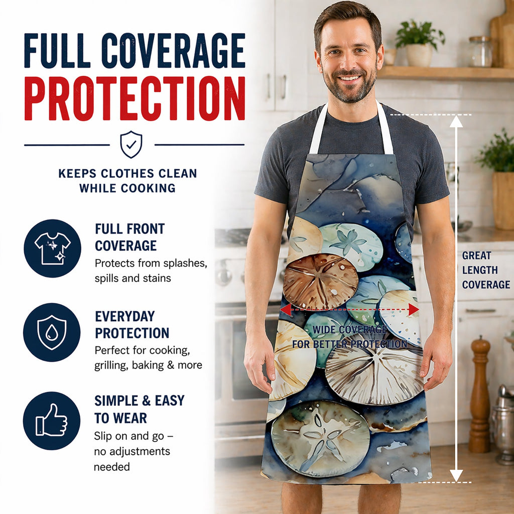 Sand Dollars Apron Cooking Kitchen Server Baking Crafts Gardening for Adult Women Men, Unisex, Large, Multicolor