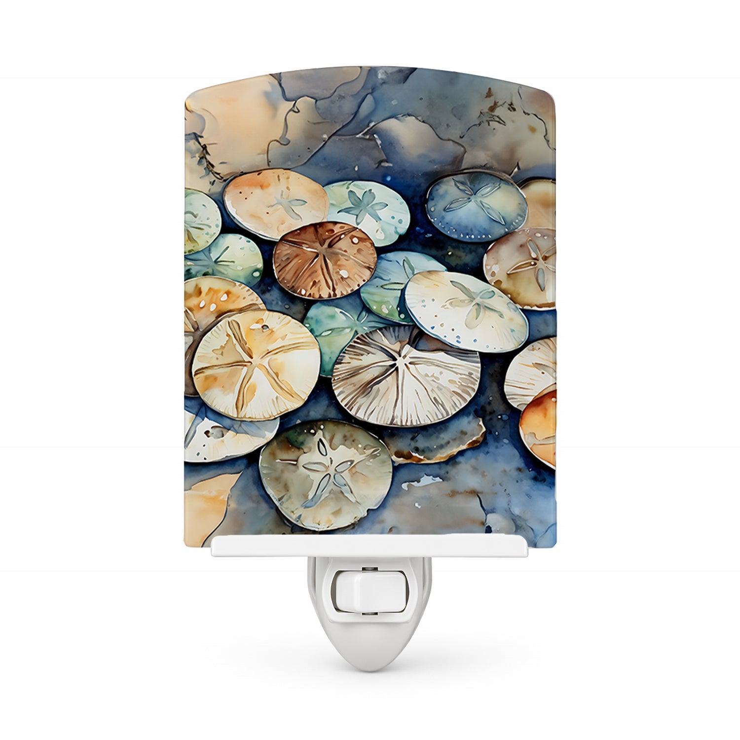 Sand Dollars Ceramic Night Light Compact, UL-Certified, Ideal for Bedroom, Bathroom, Nursery, Hallway, Kitchen, 6x4x3, Multicolor