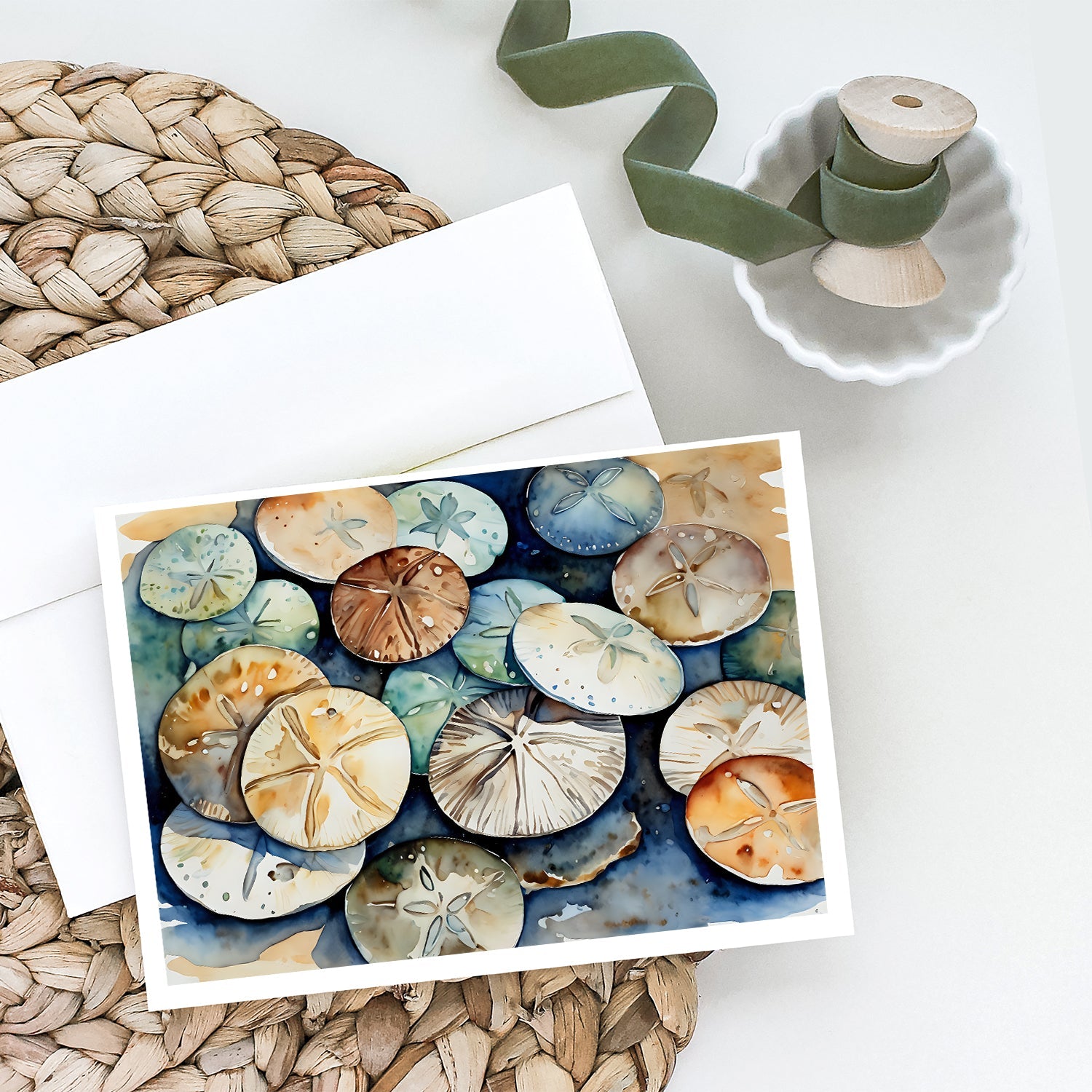 Sand Dollars Greeting Cards Pack of 8 Blank Cards with Envelopes Whimsical A7 Size 5x7