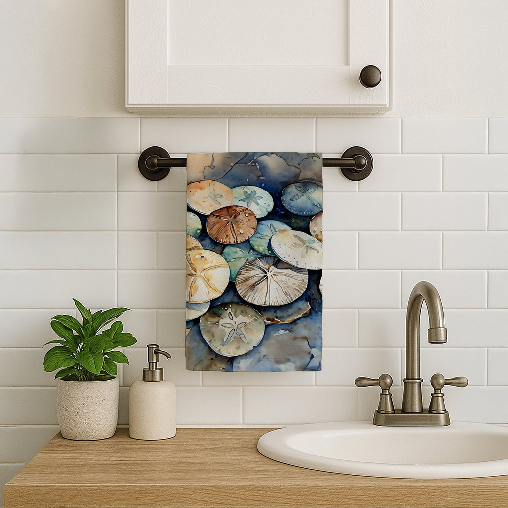 Sand Dollars Kitchen Towel Velour Plush Front and Cotton Loop Back Machine Washable
