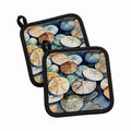 Sand Dollars Pot Holder Set of 2 Heat Resistant Quilted Hot Pads 7.5 x 7.5 Inch, Insulated Kitchen Trivets for Cooking & Baking