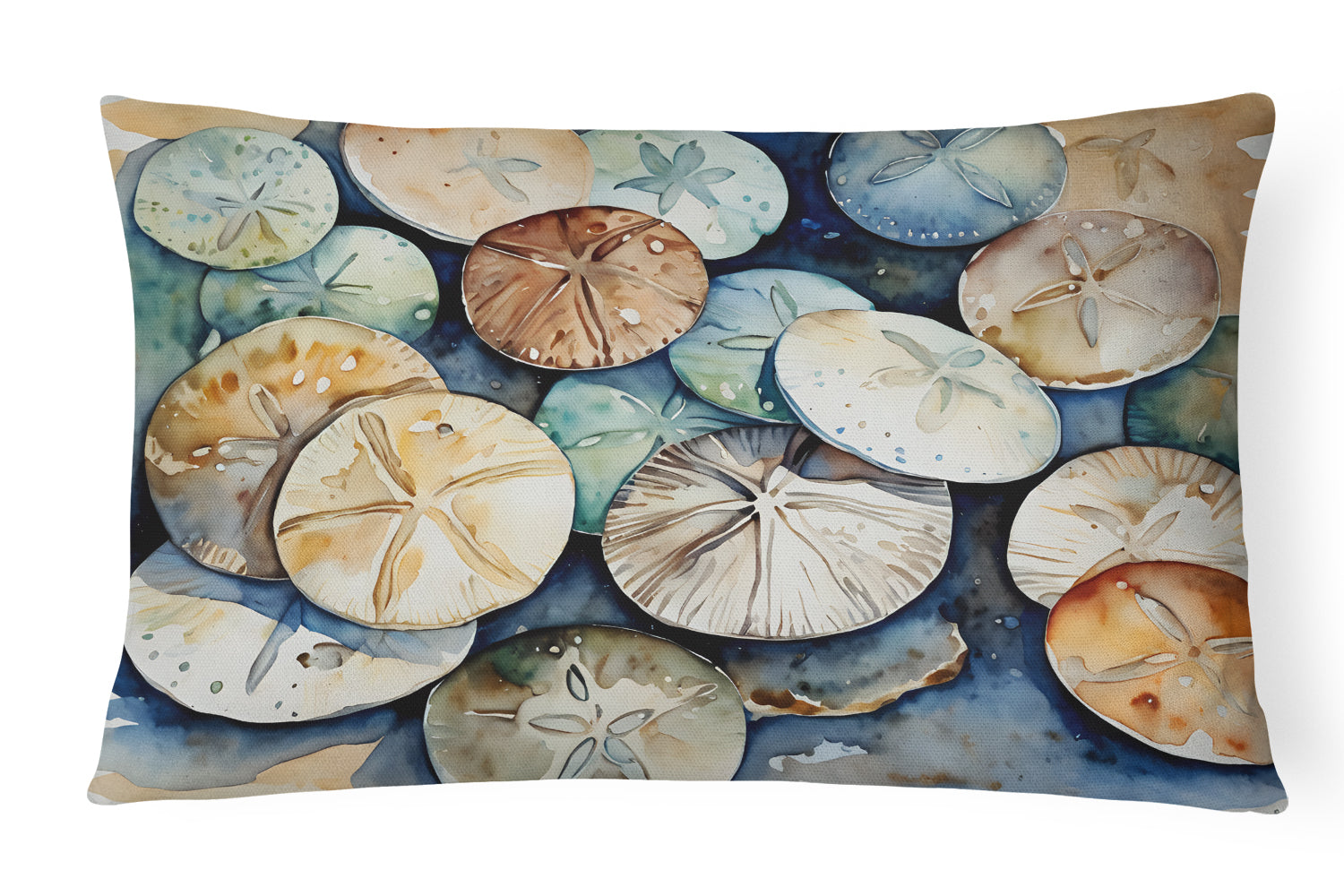 Sand Dollars Decorative Throw Pillow 12x16 Indoor Outdoor Accent Cushion, Fabric Cover with Insert for Sofa, Bed, Porch & Living Room