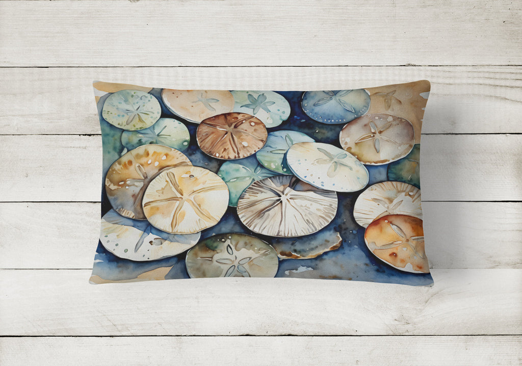 Sand Dollars Decorative Throw Pillow 12x16 Indoor Outdoor Accent Cushion, Fabric Cover with Insert for Sofa, Bed, Porch & Living Room