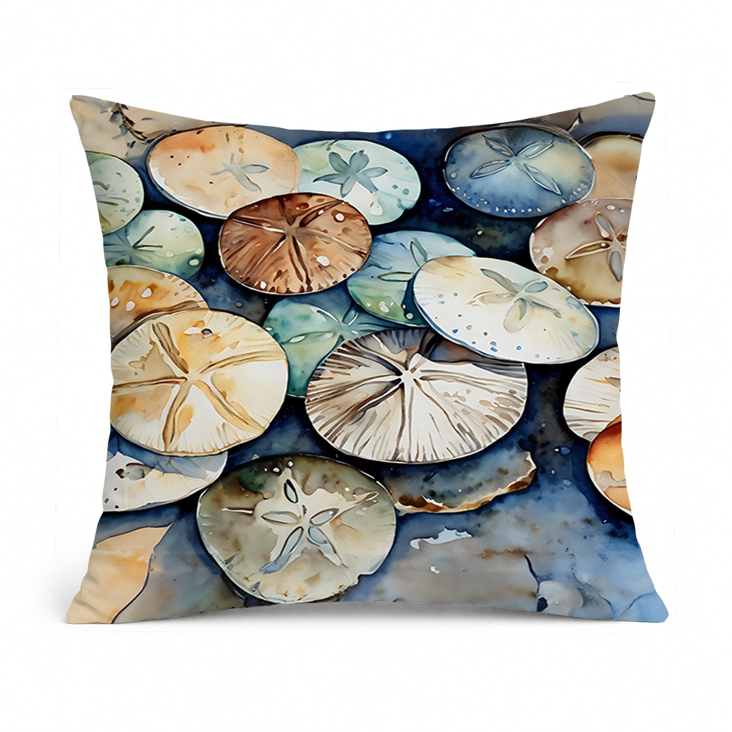 Sand Dollars Decorative Throw Pillow 14x14 Indoor Outdoor Accent Cushion, Fabric Cover with Insert for Sofa, Bed, Porch & Living Room