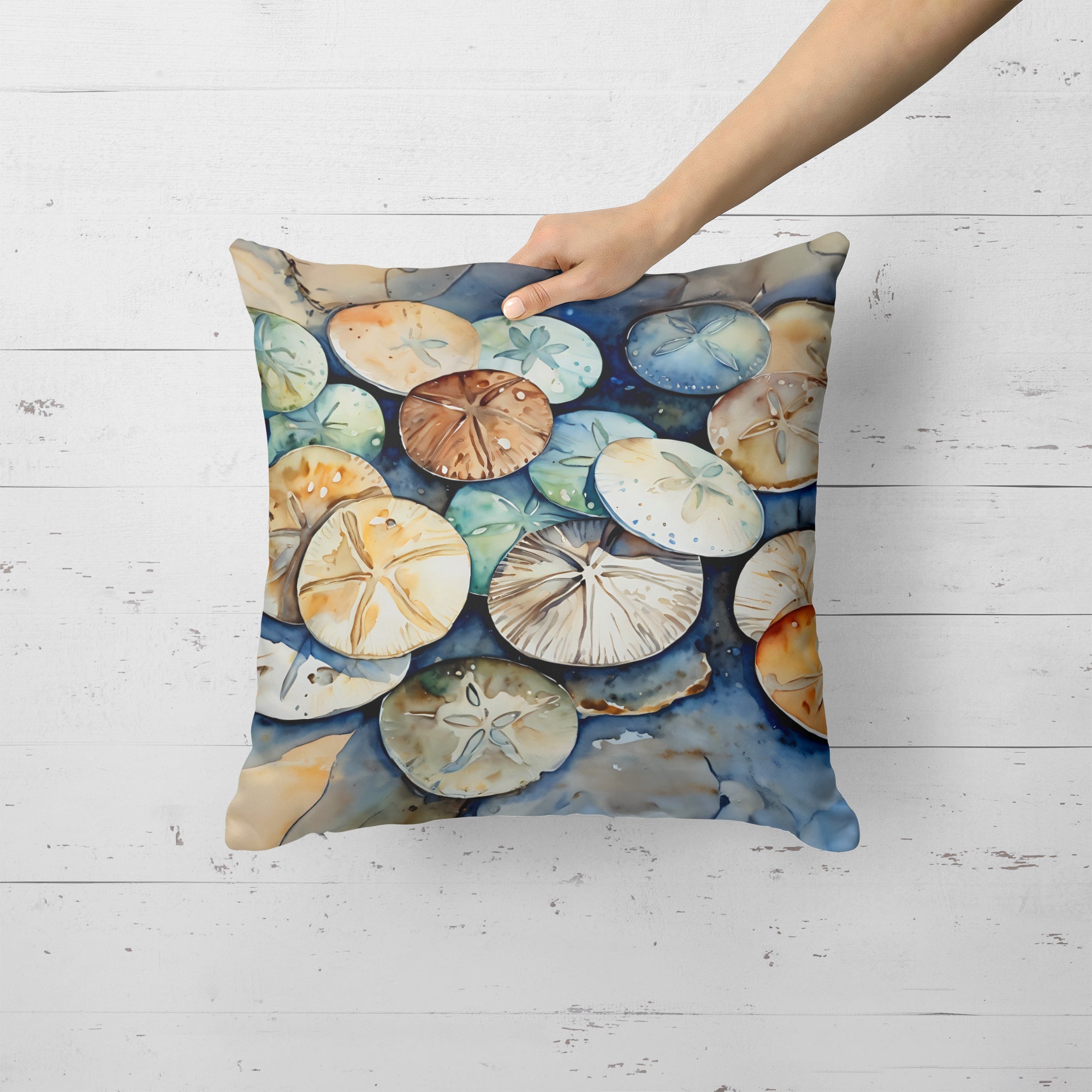 Sand Dollars Decorative Throw Pillow 18x18 Indoor Outdoor Accent Cushion, Fabric Cover with Insert for Sofa, Bed, Porch & Living Room