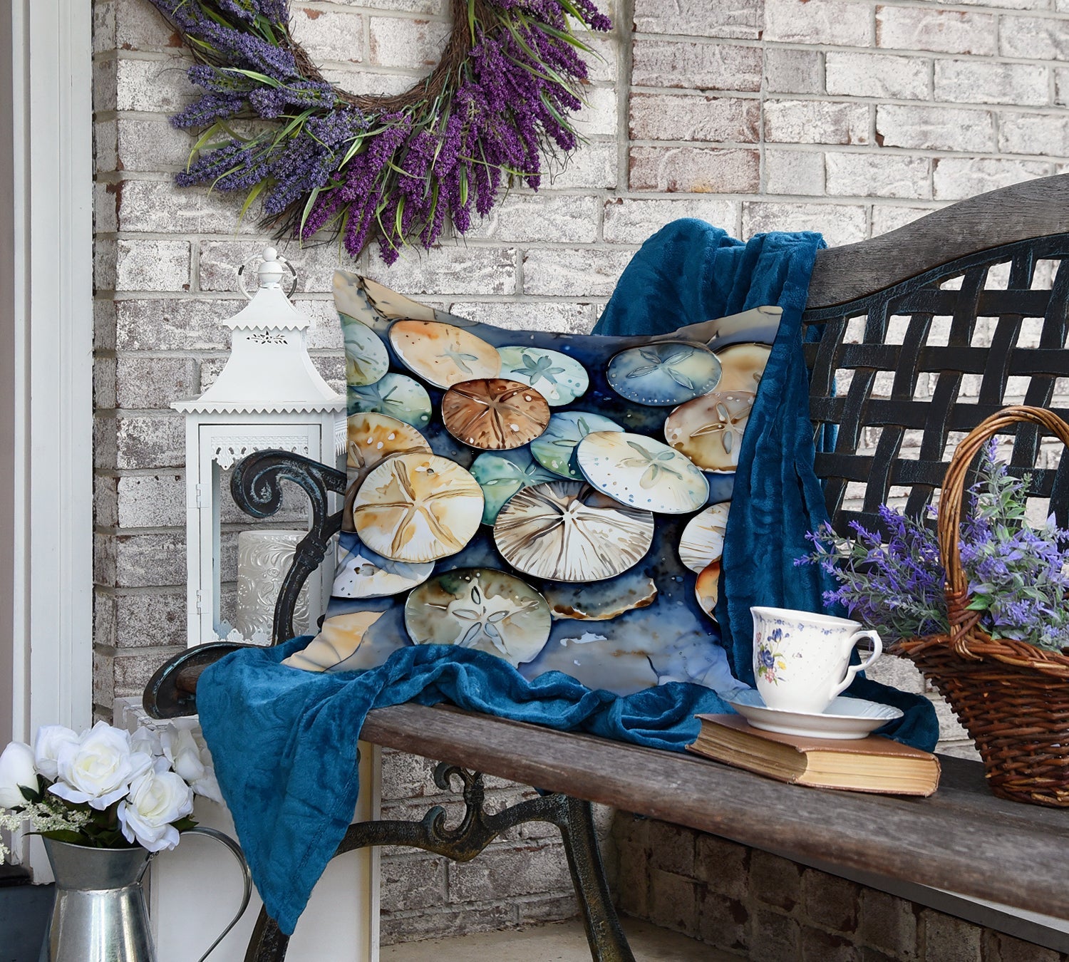Sand Dollars Decorative Throw Pillow 18x18 Indoor Outdoor Accent Cushion, Fabric Cover with Insert for Sofa, Bed, Porch & Living Room