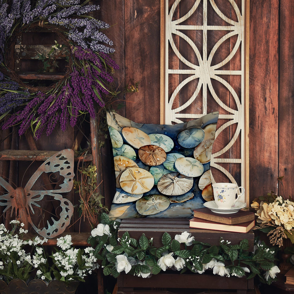 Sand Dollars Decorative Throw Pillow 18x18 Indoor Outdoor Accent Cushion, Fabric Cover with Insert for Sofa, Bed, Porch & Living Room