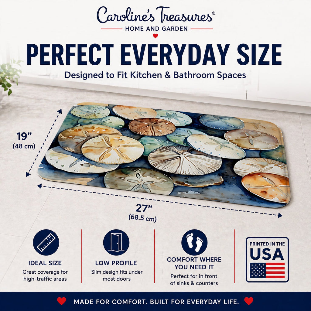 Sand Dollars Memory Foam Kitchen Mat Machine Washable Anti-Fatigue Cushion Comfort Bath or Kitchen Rug