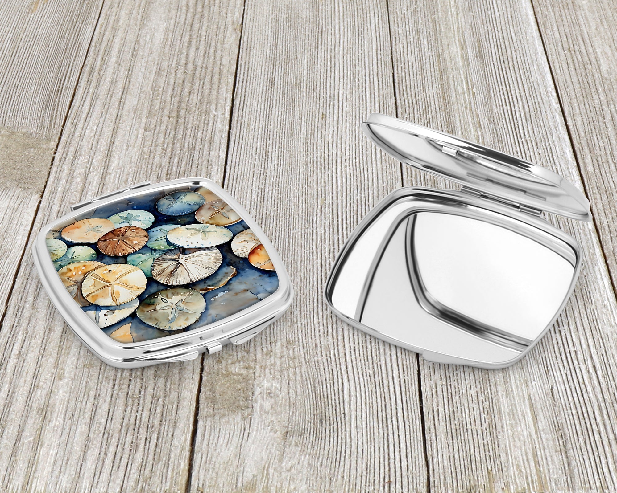Sand Dollars Compact Mirror Decorative Travel Makeup Mirror for Women Girls Gifts Pocket Makeup Mirror Folding Handheld