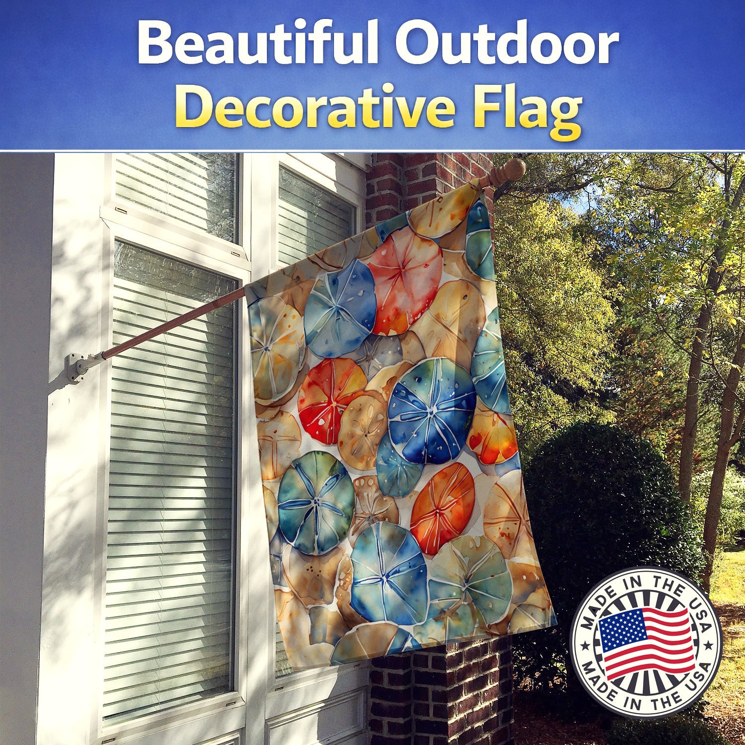 Sand Dollars House Flag 28x40 Porch Sleeve Pole Decorative Outside Yard Banner Artwork Wall Hanging, Polyester