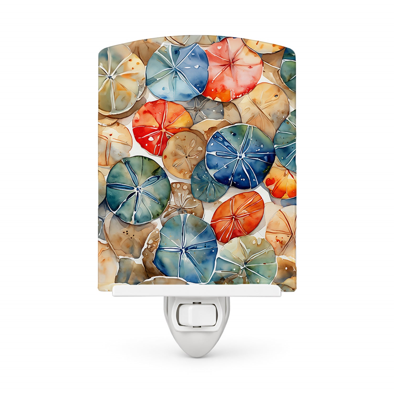 Sand Dollars Ceramic Night Light Compact, UL-Certified, Ideal for Bedroom, Bathroom, Nursery, Hallway, Kitchen, 6x4x3, Multicolor
