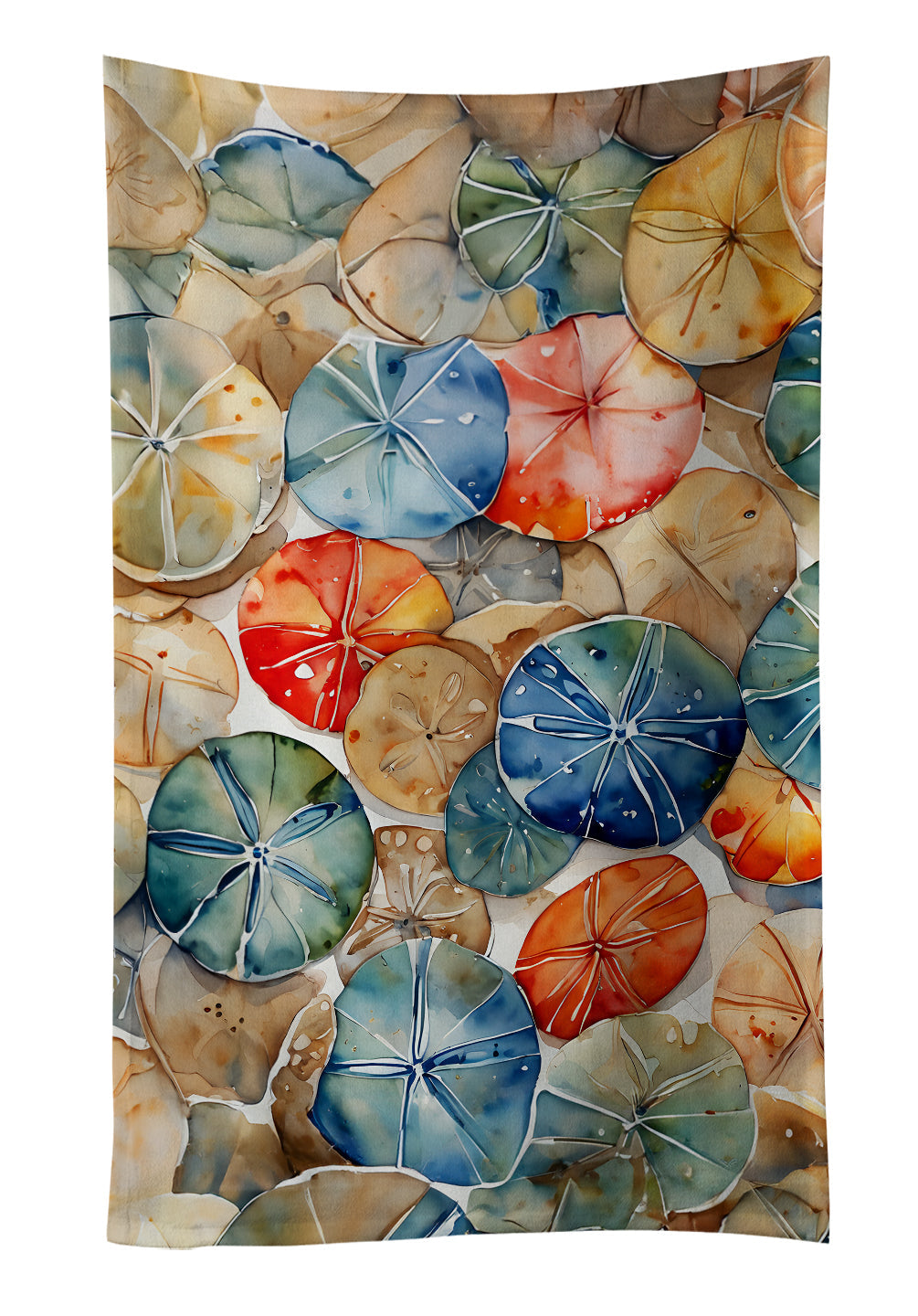 Sand Dollars Kitchen Towel Velour Plush Front and Cotton Loop Back Machine Washable