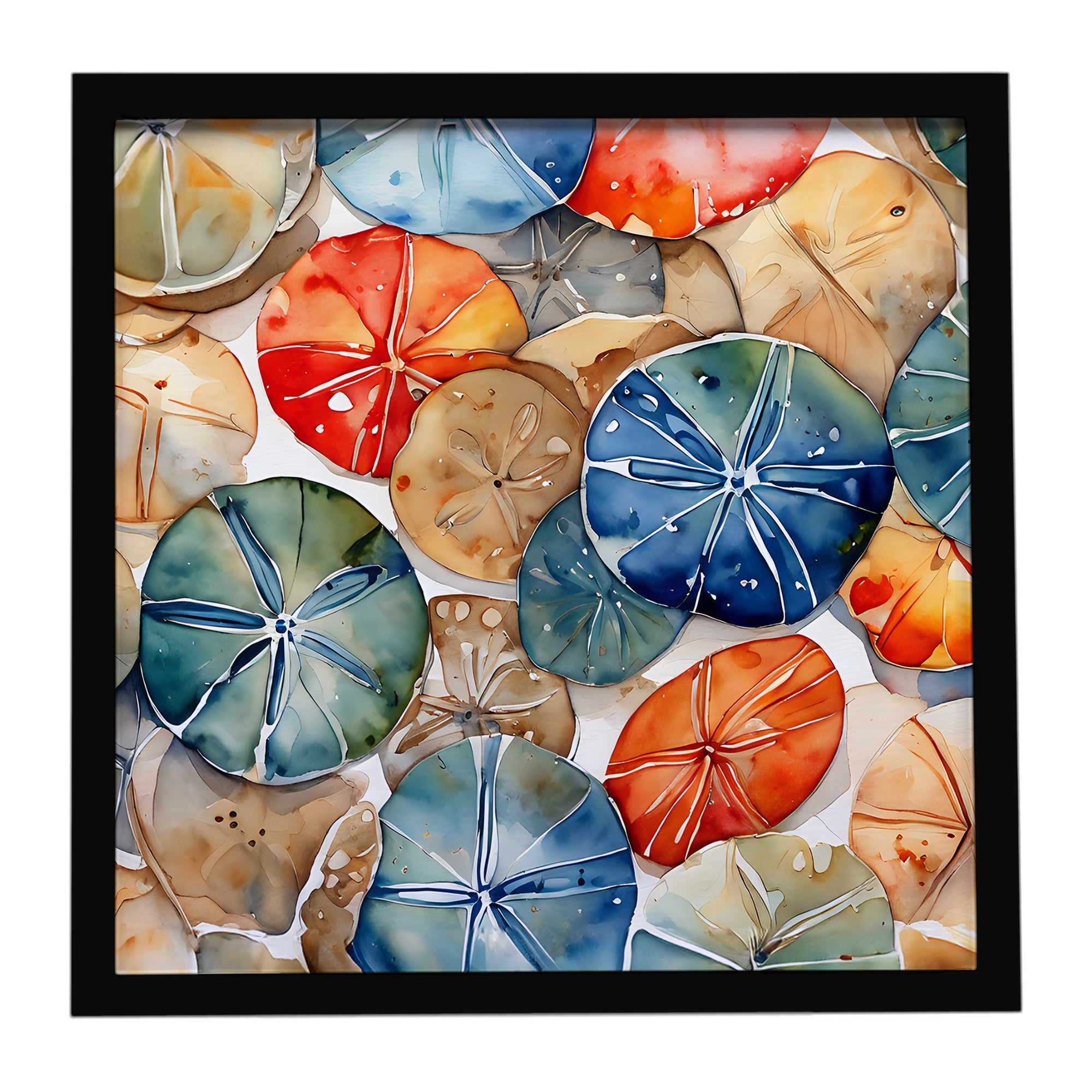 Sand Dollars Framed Metal Print Bathroom, Kitchen, Office, Home Decor Wall Art Ready to Hang, Square, 8X8