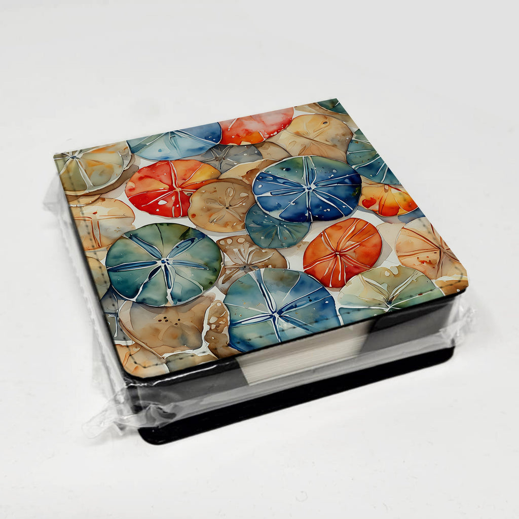 Sand Dollars PU Leather Note Paper Holder with Artist-Designed Cover, Desk Accessory, Office Gift