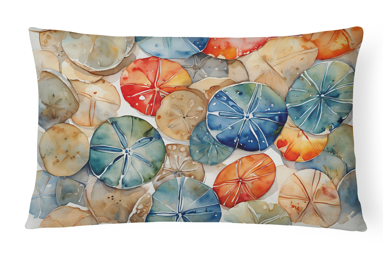 Sand Dollars Decorative Throw Pillow 12x16 Indoor Outdoor Accent Cushion, Fabric Cover with Insert for Sofa, Bed, Porch & Living Room