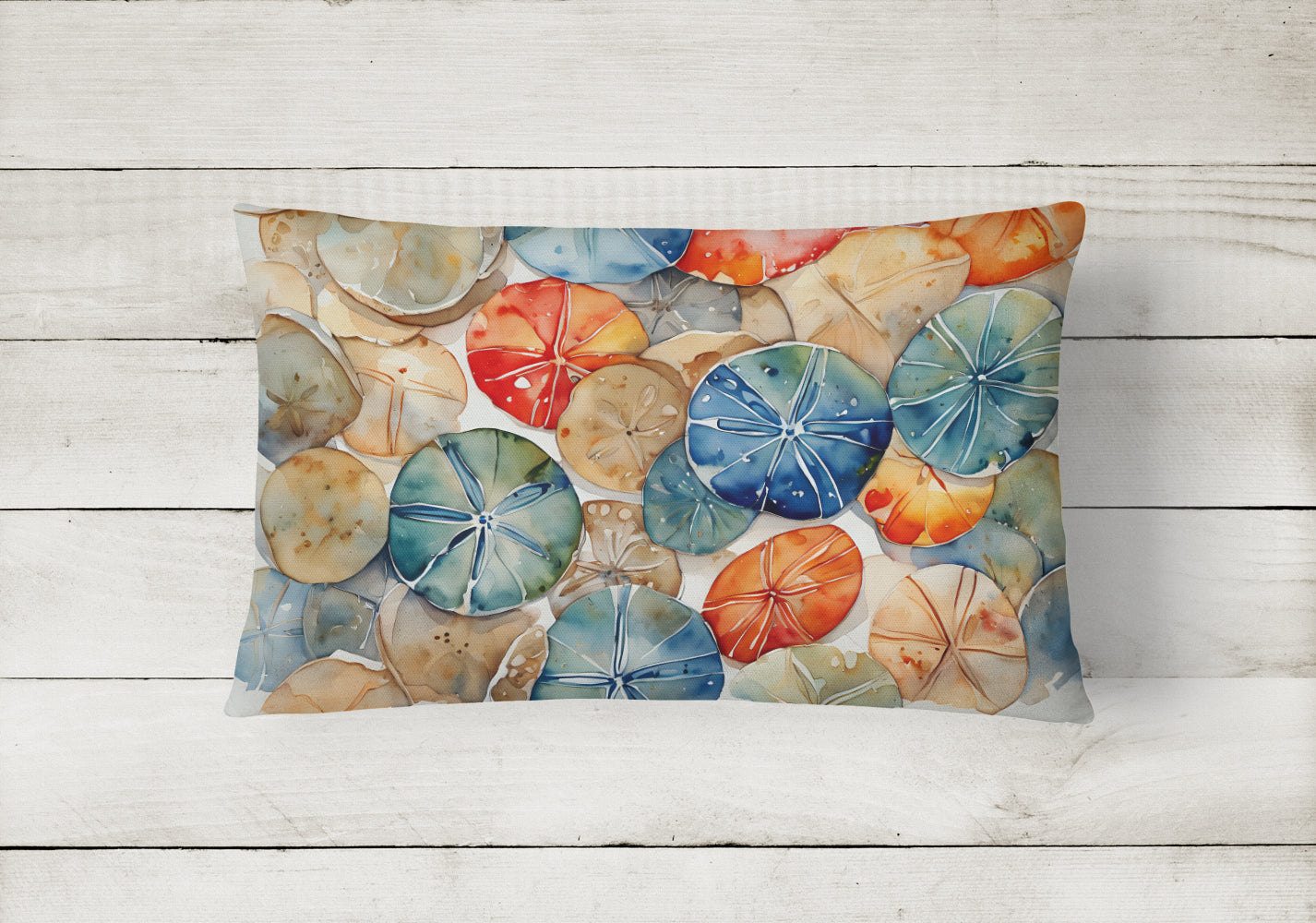 Sand Dollars Decorative Throw Pillow 12x16 Indoor Outdoor Accent Cushion, Fabric Cover with Insert for Sofa, Bed, Porch & Living Room