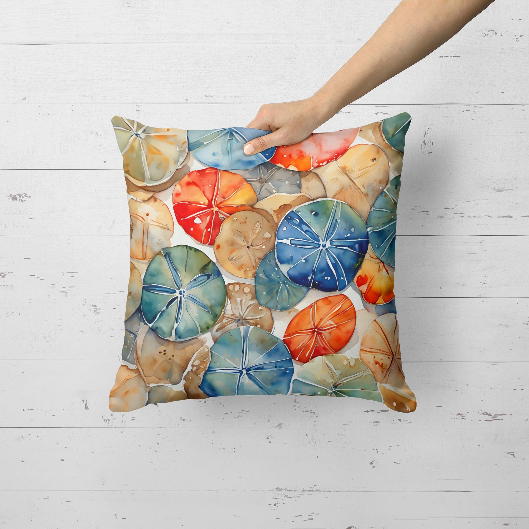 Sand Dollars Decorative Throw Pillow 18x18 Indoor Outdoor Accent Cushion, Fabric Cover with Insert for Sofa, Bed, Porch & Living Room