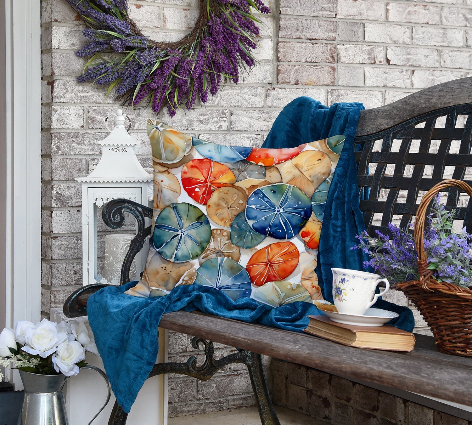 Sand Dollars Decorative Throw Pillow 18x18 Indoor Outdoor Accent Cushion, Fabric Cover with Insert for Sofa, Bed, Porch & Living Room