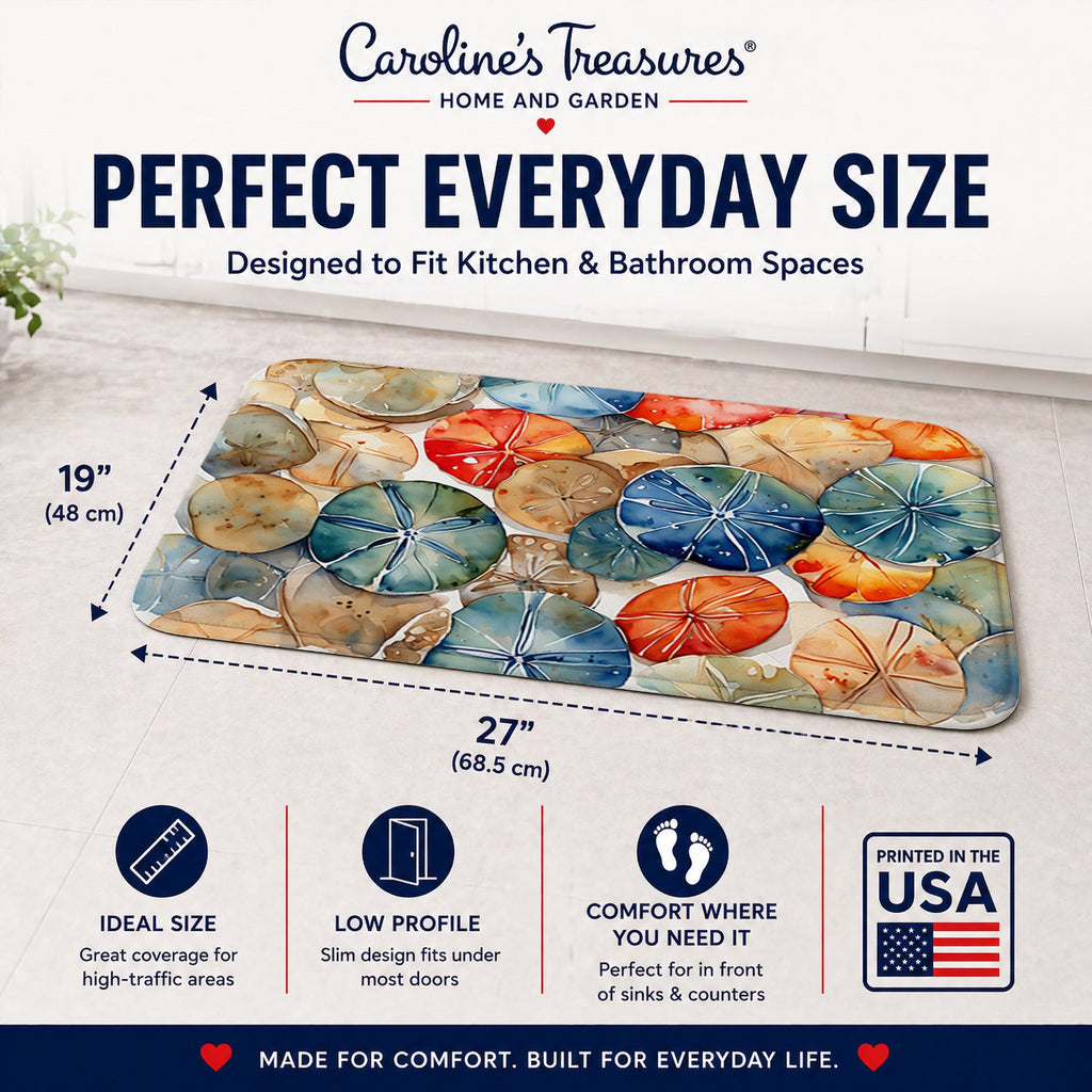 Sand Dollars Memory Foam Kitchen Mat Machine Washable Anti-Fatigue Cushion Comfort Bath or Kitchen Rug