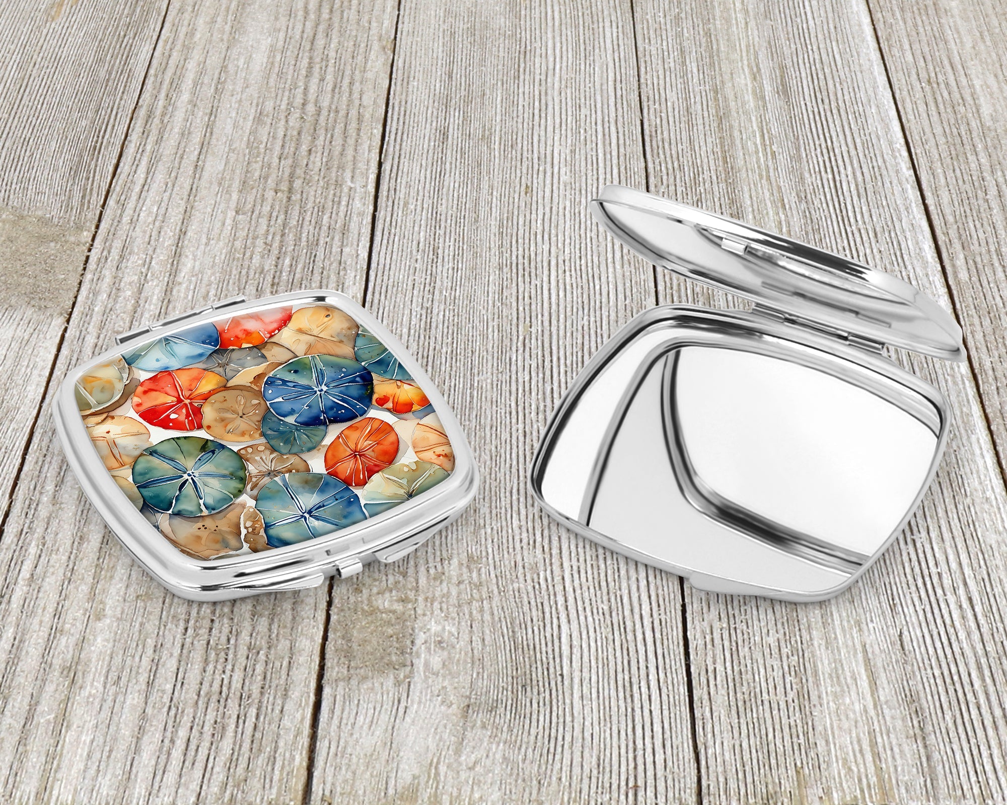 Sand Dollars Compact Mirror Decorative Travel Makeup Mirror for Women Girls Gifts Pocket Makeup Mirror Folding Handheld