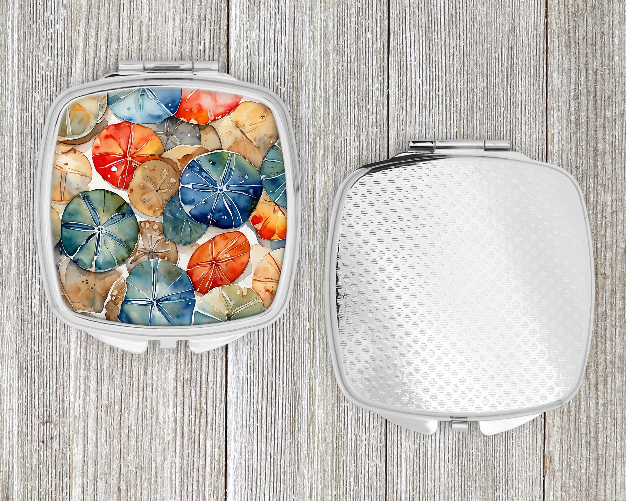 Sand Dollars Compact Mirror Decorative Travel Makeup Mirror for Women Girls Gifts Pocket Makeup Mirror Folding Handheld