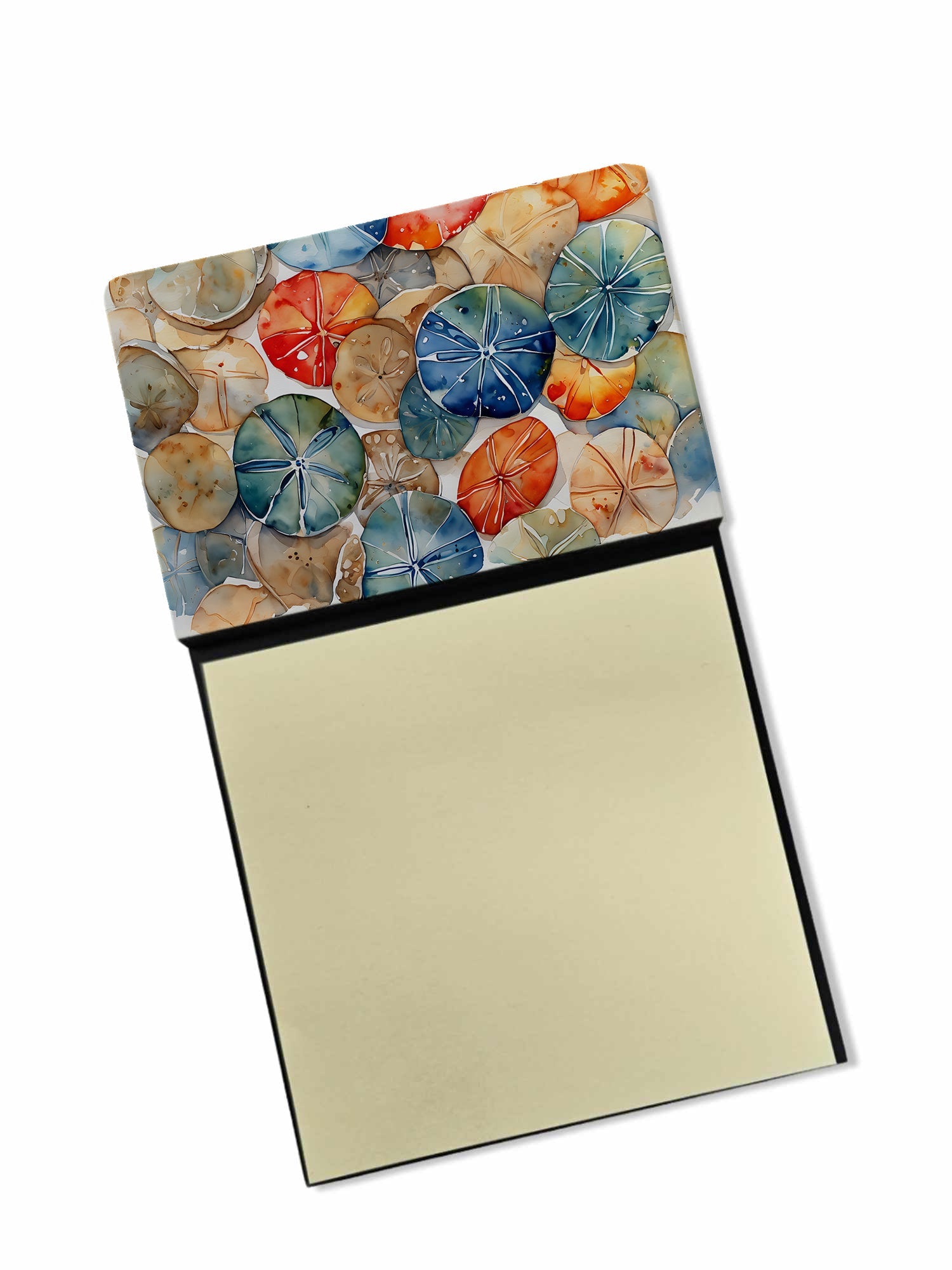 Sand Dollars Watercolor Sticky Note Holder Refillable Dispenser Desk Accessory 3x3 Pad Gift