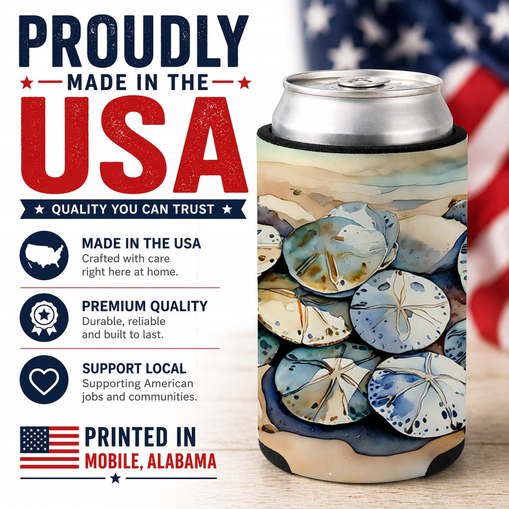 Sand Dollars Can or Bottle Hugger Cooler Sleeve for Standard 12 oz Cans, Insulated Foam Beer & Soda Can Hugger Reusable