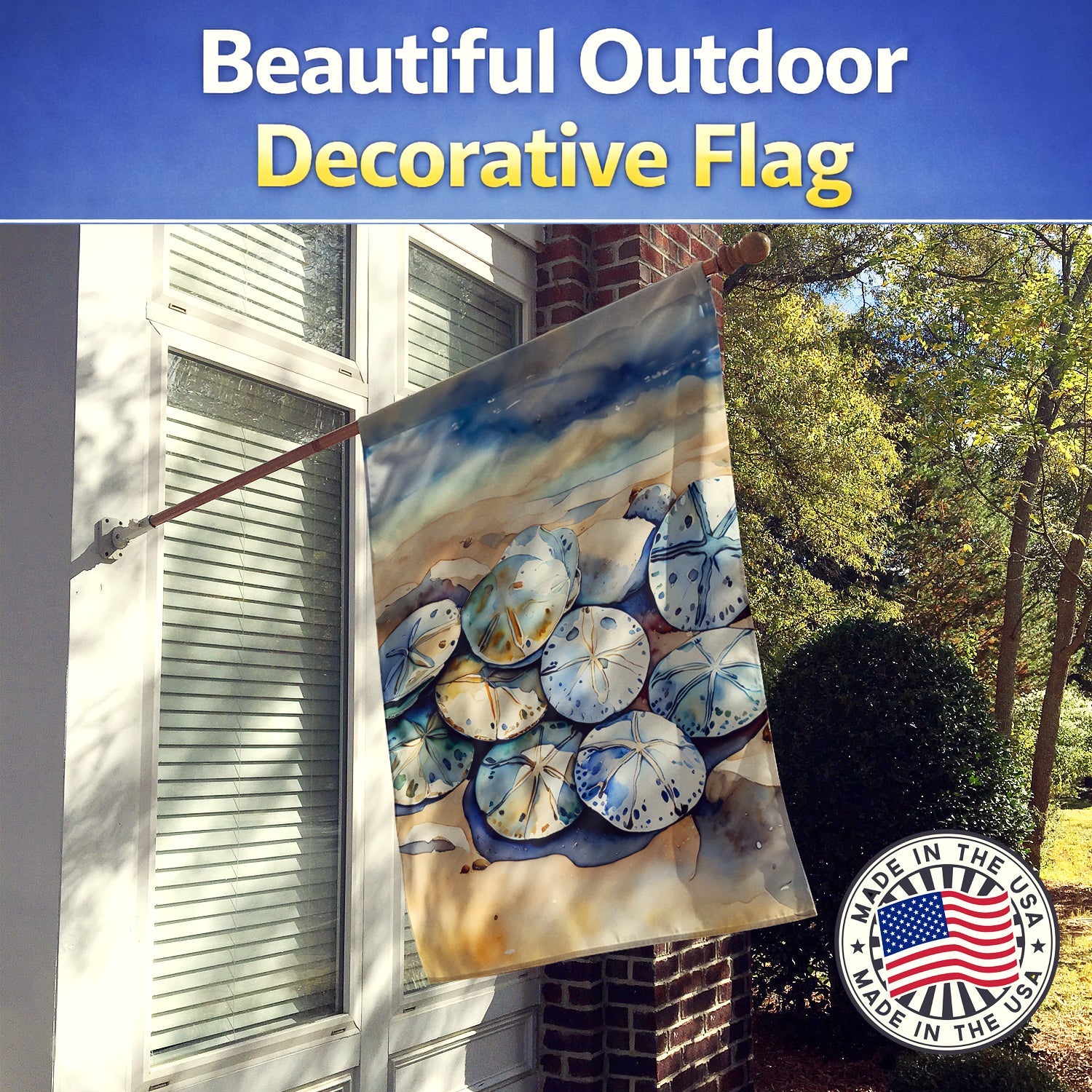 Sand Dollars House Flag 28x40 Porch Sleeve Pole Decorative Outside Yard Banner Artwork Wall Hanging, Polyester