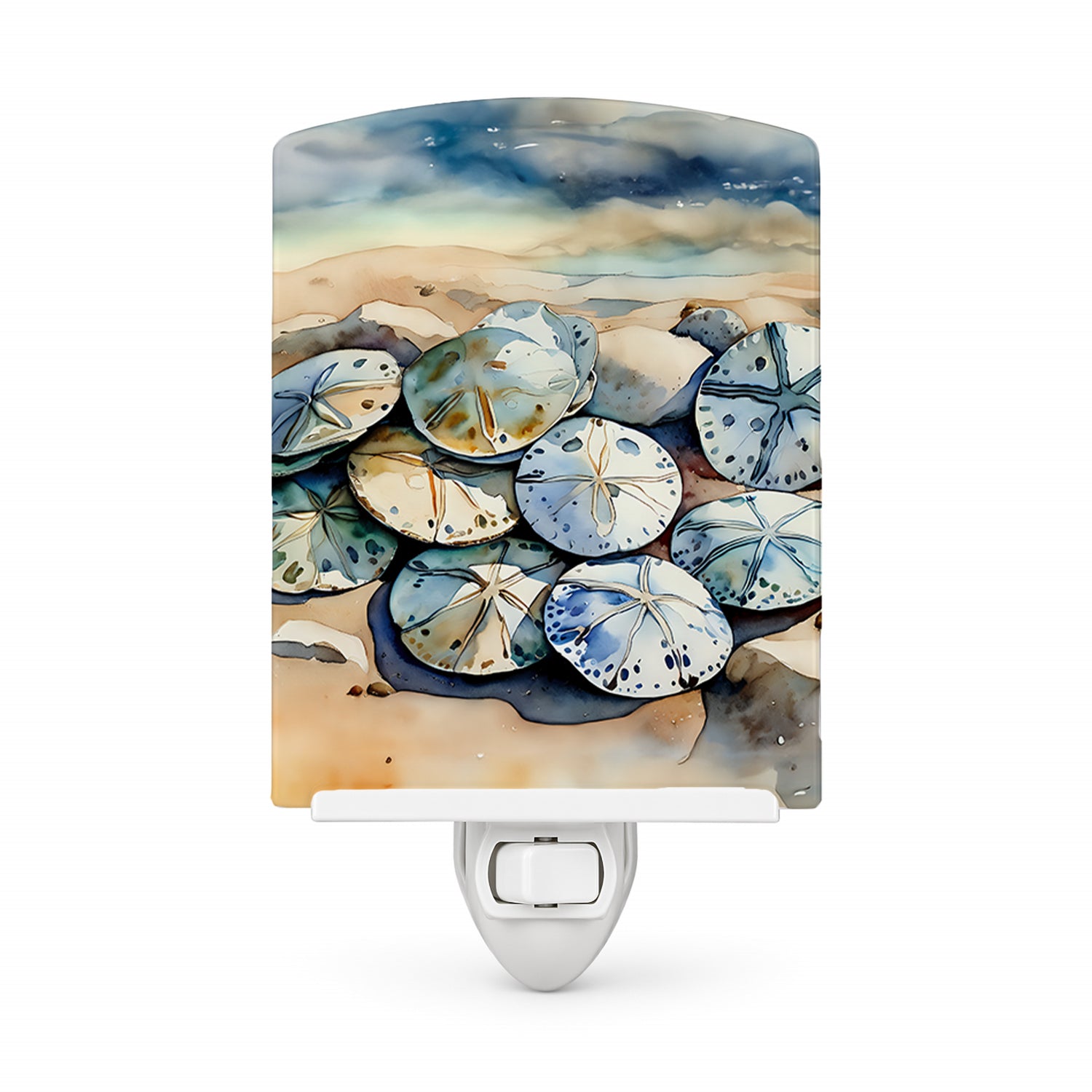 Sand Dollars Ceramic Night Light Compact, UL-Certified, Ideal for Bedroom, Bathroom, Nursery, Hallway, Kitchen, 6x4x3, Multicolor