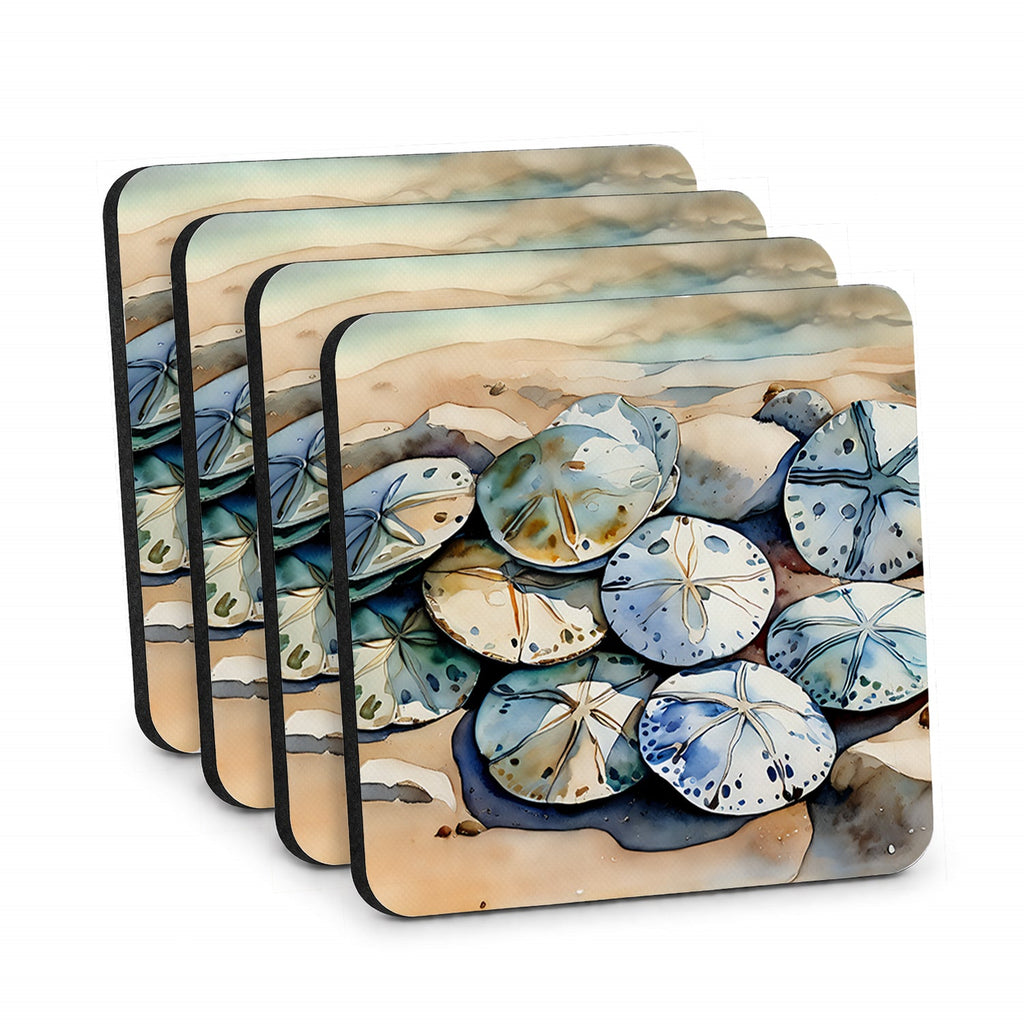 Sand Dollars Foam Coasters Set of 4 Cup Coasters for Indoor Outdoor, Tabletop Protection, Anti Slip, Mouse pad Material