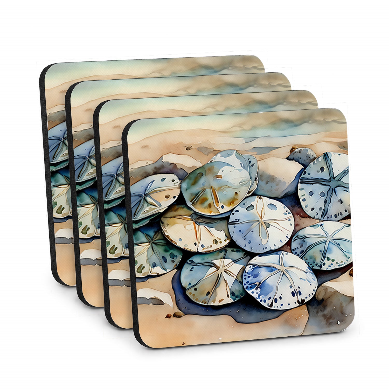 Sand Dollars Foam Coasters Set of 4 Cup Coasters for Indoor Outdoor, Tabletop Protection, Anti Slip, Mouse pad Material