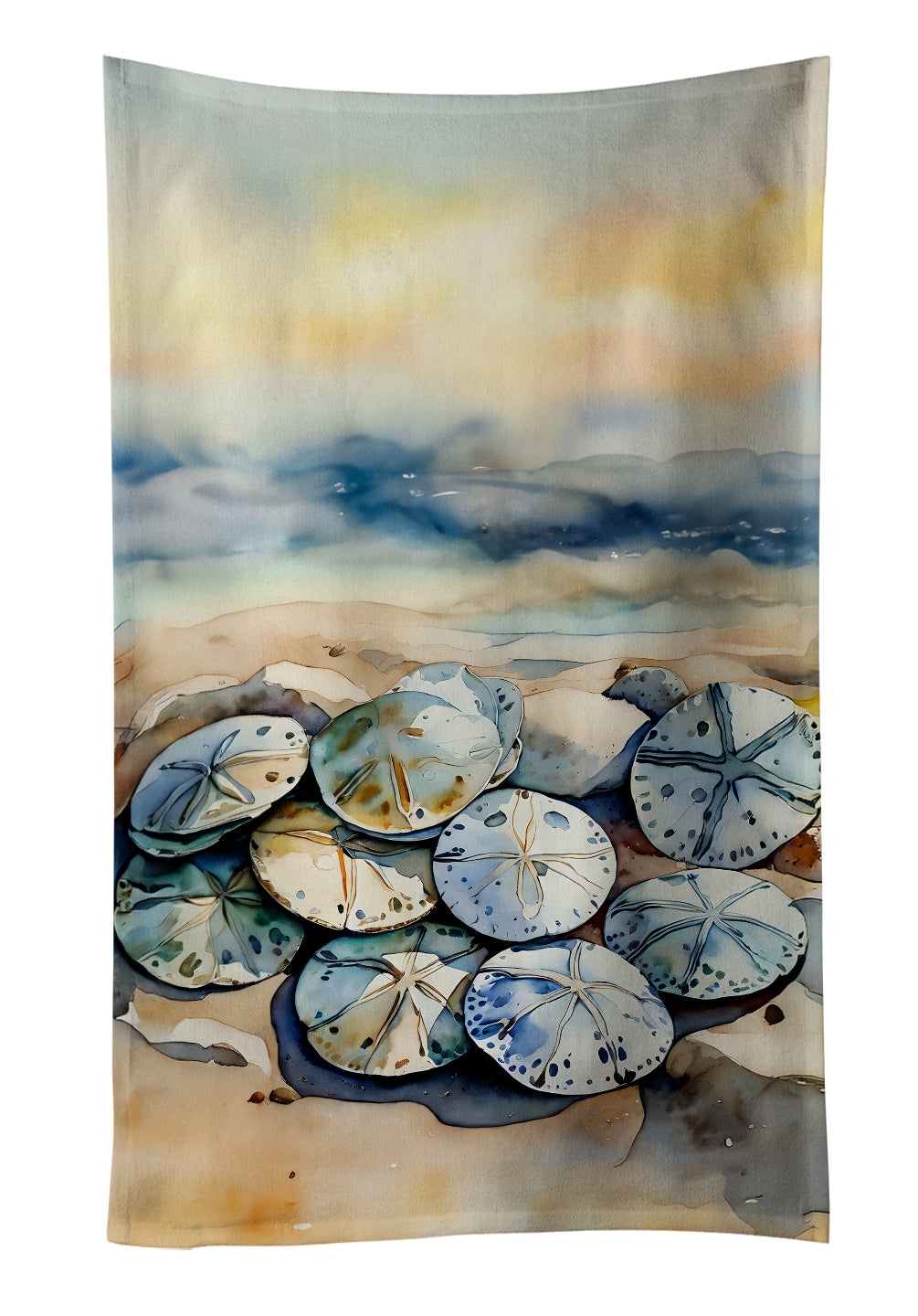 Sand Dollars Kitchen Towel Velour Plush Front and Cotton Loop Back Machine Washable