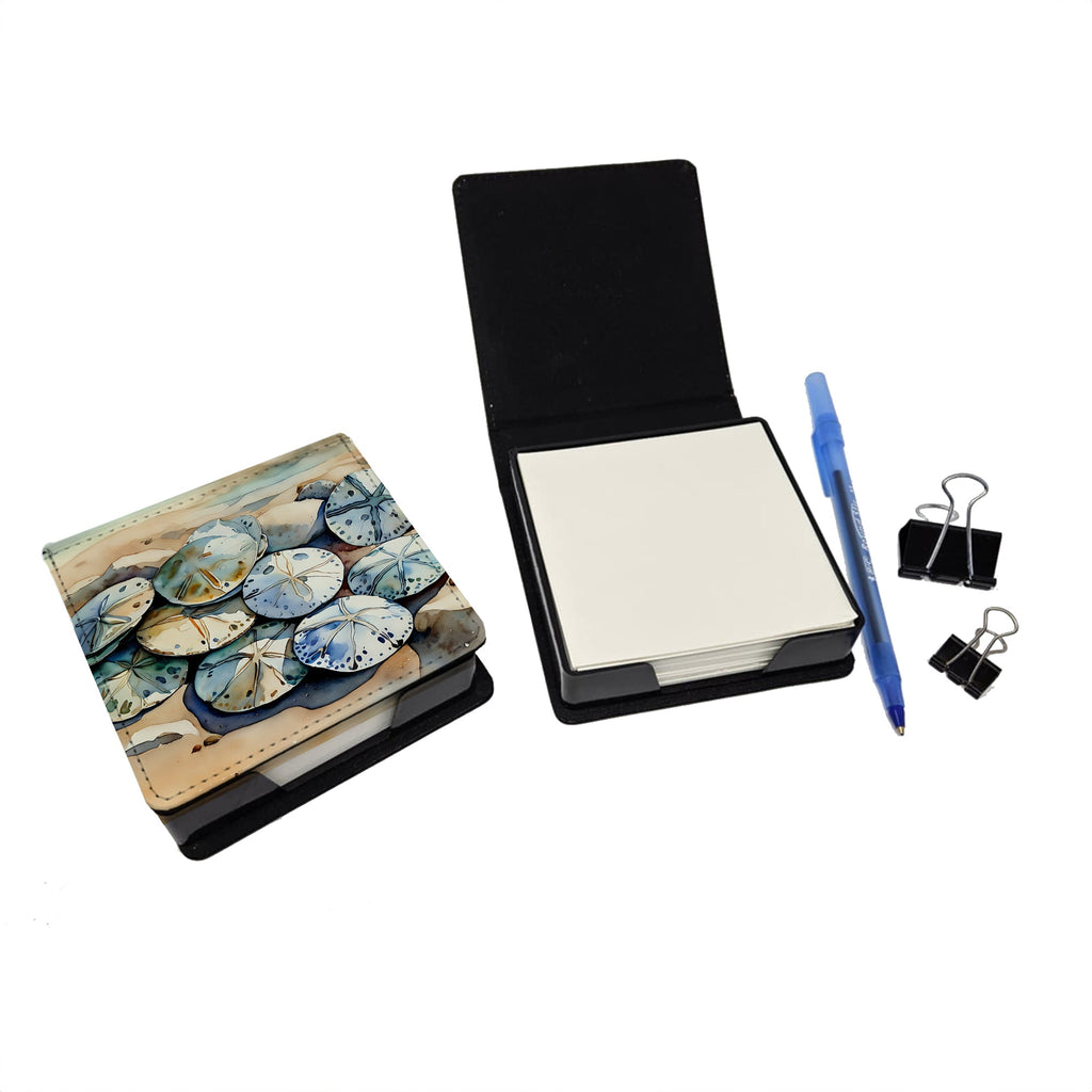 Sand Dollars PU Leather Note Paper Holder with Artist-Designed Cover, Desk Accessory, Office Gift
