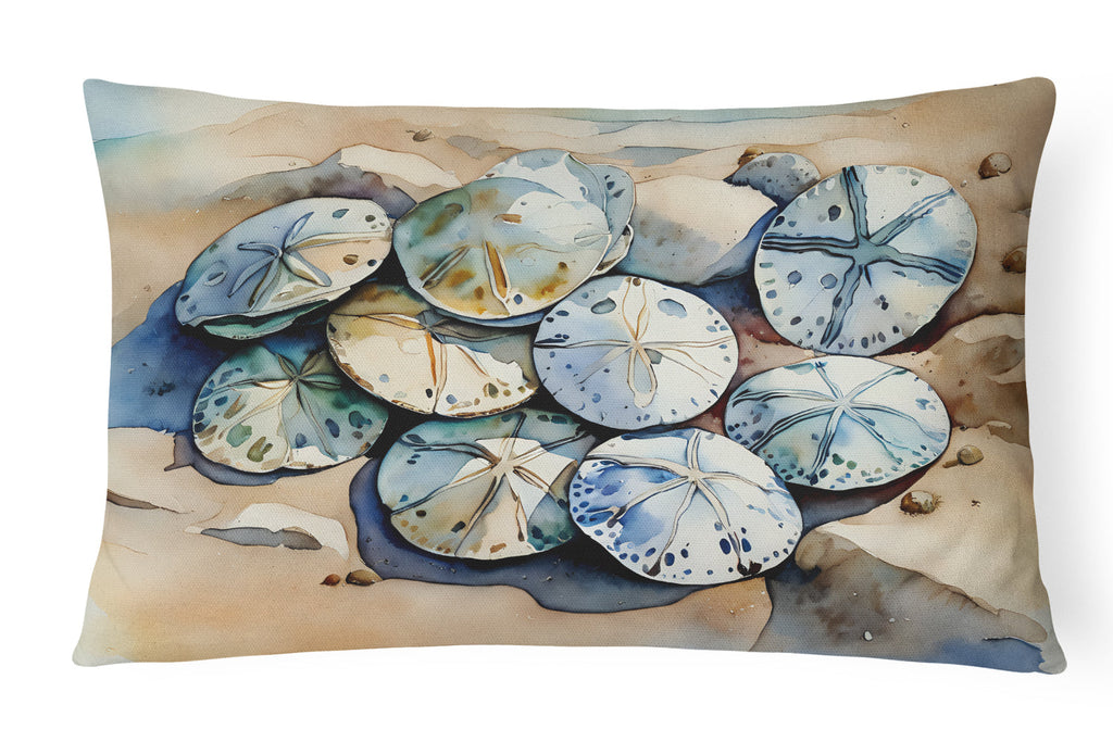 Sand Dollars Decorative Throw Pillow 12x16 Indoor Outdoor Accent Cushion, Fabric Cover with Insert for Sofa, Bed, Porch & Living Room