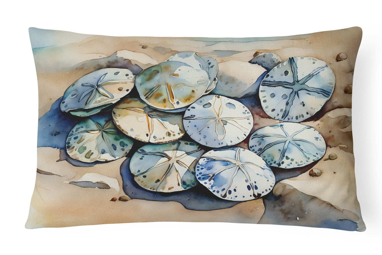 Sand Dollars Decorative Throw Pillow 12x16 Indoor Outdoor Accent Cushion, Fabric Cover with Insert for Sofa, Bed, Porch & Living Room