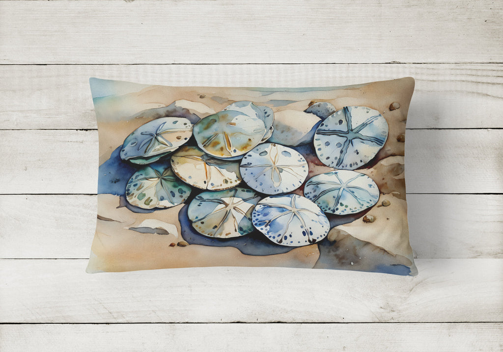 Sand Dollars Decorative Throw Pillow 12x16 Indoor Outdoor Accent Cushion, Fabric Cover with Insert for Sofa, Bed, Porch & Living Room