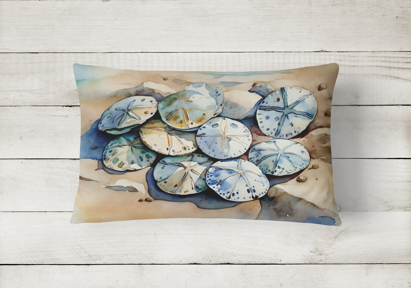 Sand Dollars Decorative Throw Pillow 12x16 Indoor Outdoor Accent Cushion, Fabric Cover with Insert for Sofa, Bed, Porch & Living Room